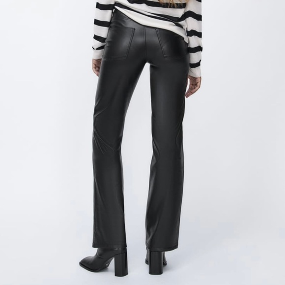 Zara Faux Leather 90s Wide Leg Pant - Picture 2 of 10
